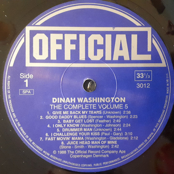 Dinah Washington : The Complete Dinah Washington Vol. 5 1949-1950 (LP, Comp)