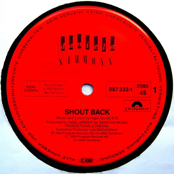 Daniela Simmons : Shout Back (12", Maxi)