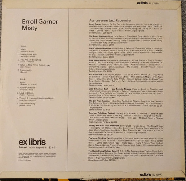 Erroll Garner : Erroll Garner - Misty (LP, Album, RE, RP)