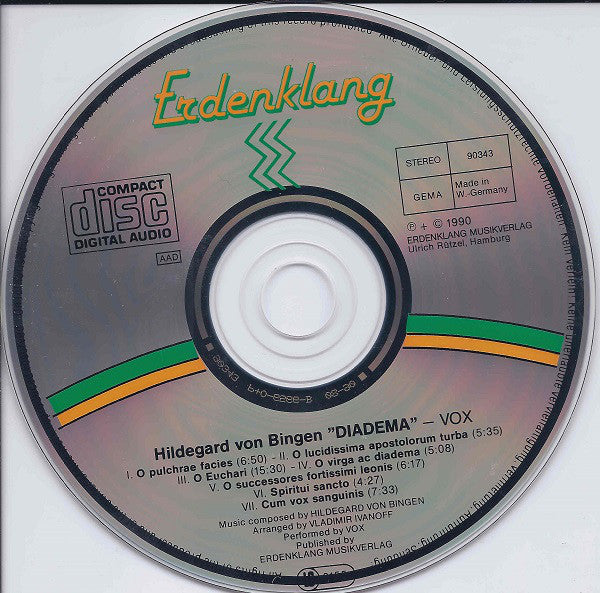 VOX (3) : Diadema - Hildegard Von Bingen (CD, Album)