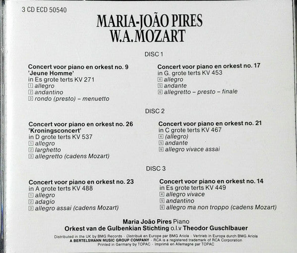 Maria-João Pires, Wolfgang Amadeus Mozart : Pianoconcerten (3xCD)