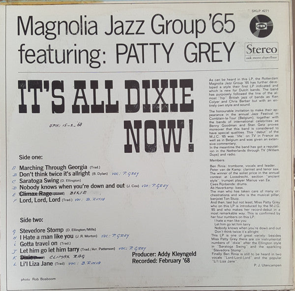 Magnolia Jazz Group '65 Featuring Patty Grey : It's All Dixie Now! (LP, Album)