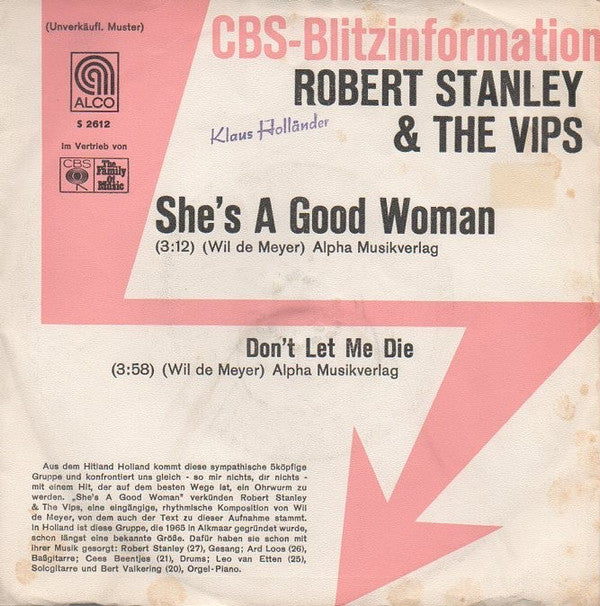 Robert Stanley & The Vips : She's A Good Woman (7", Single, Promo)