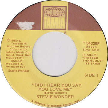 Stevie Wonder : Did I Hear You Say You Love Me (7", Single)