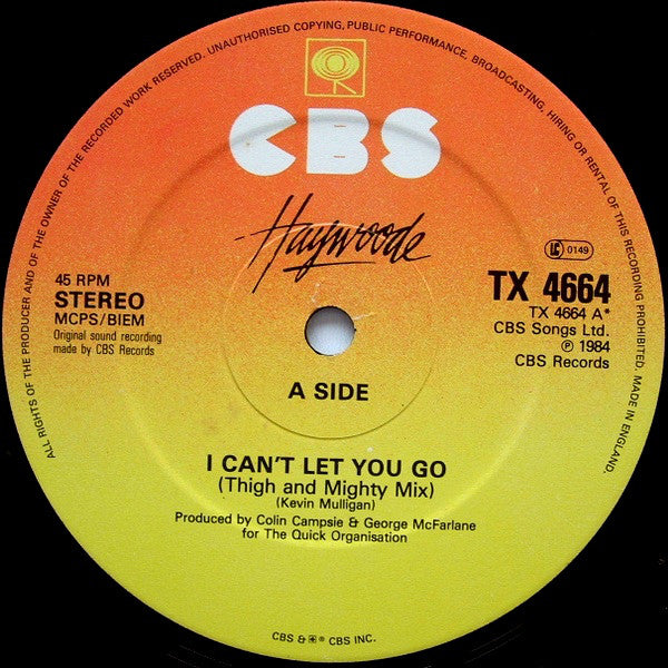 Haywoode : I Can't Let You Go (12")