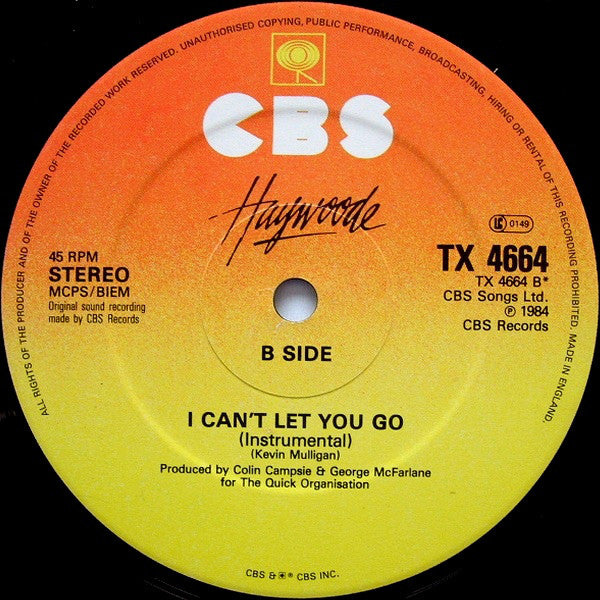 Haywoode : I Can't Let You Go (12")
