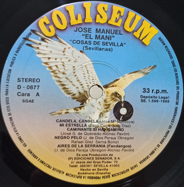 José Manuel "El Mani" : Sevillanas - Cosas De Sevilla (LP, Album, RP)