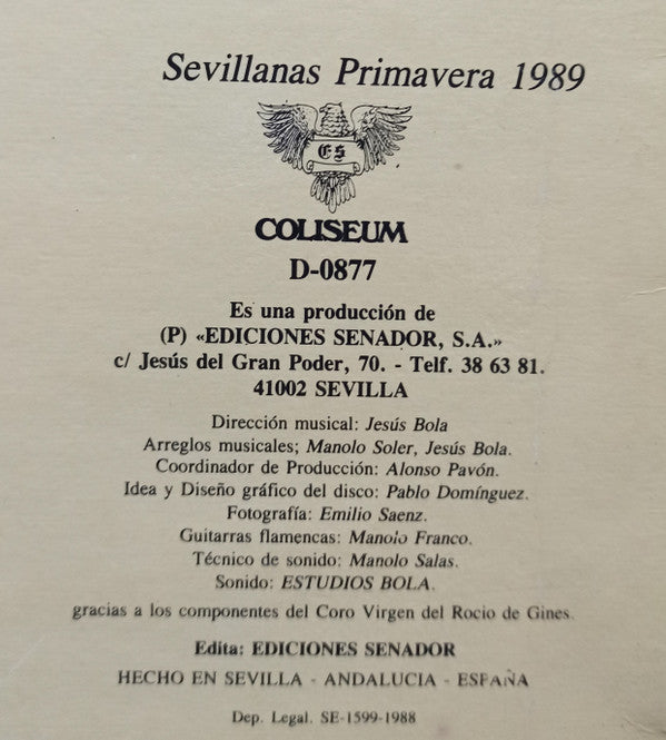 José Manuel "El Mani" : Sevillanas - Cosas De Sevilla (LP, Album, RP)