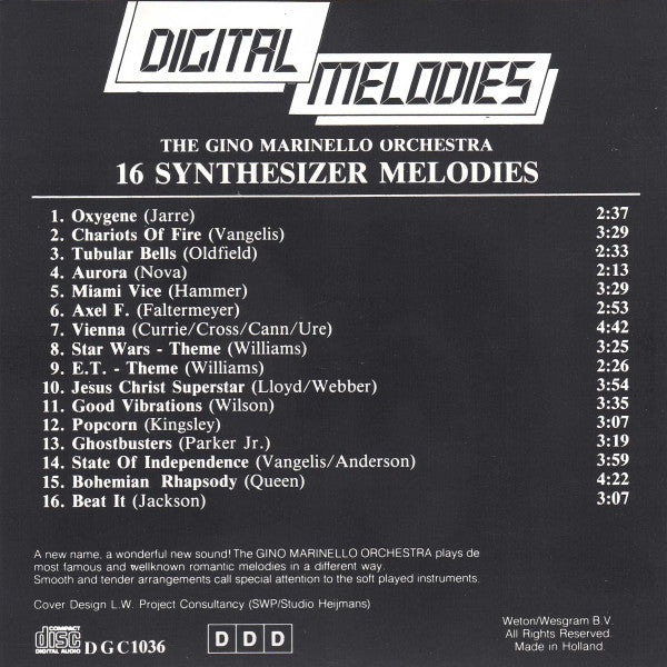 The Gino Marinello Orchestra : Digital Melodies - 16 Synthesizer Melodies (CD)