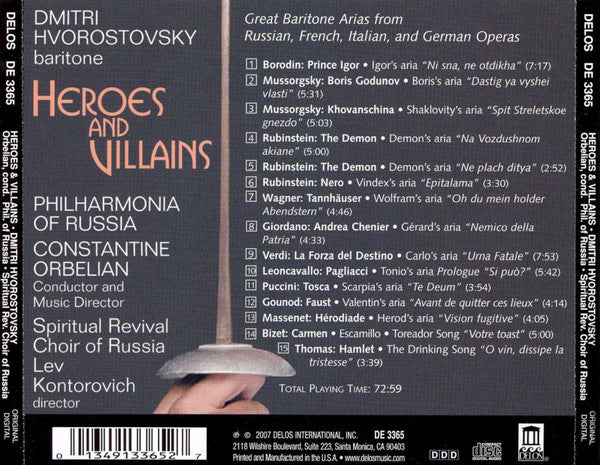 Dmitri Hvorostovsky, Constantine Orbelian, Russian Philharmonic Orchestra : Heroes And Villains (CD, Album)