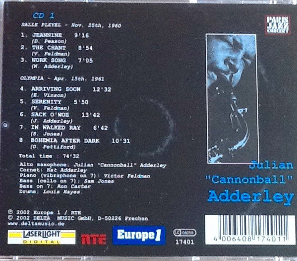 Cannonball Adderley : Salle Pleyel Nov. 25th, 1960, Olympia Apr. 15th, 1961, Salle Pleyel Mar. 27th, 1969 (2xCD, Comp, Sli)