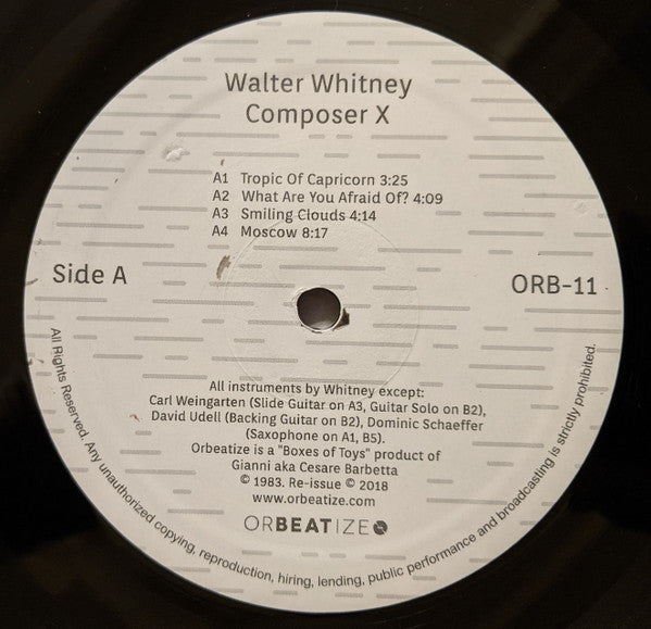 Walter Whitney : Composer X (LP, Album, Ltd, RE, RM)