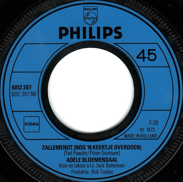 Adèle Bloemendaal : Zallemenut (Nog Een Keertje Overdoen) (7", Single)