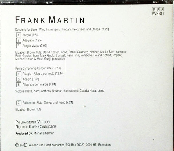 Frank Martin (3) - Philharmonia Virtuosi, Richard Kapp : Concerto For Seven Wind Instruments (CD)