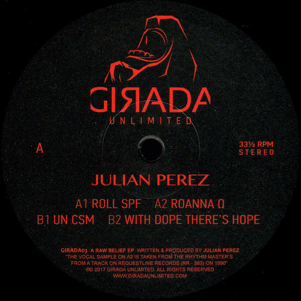 Julian Perez : A Raw Belief (12", EP)