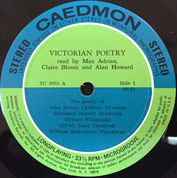 Matthew Arnold, Robert Bridges [ .  .  . ] Alfred Lord Tennyson, Oscar Wilde : Victorian Poetry: Read By Max Adrian, Claire Bloom And Alan Howard (3xLP, Album, Box)