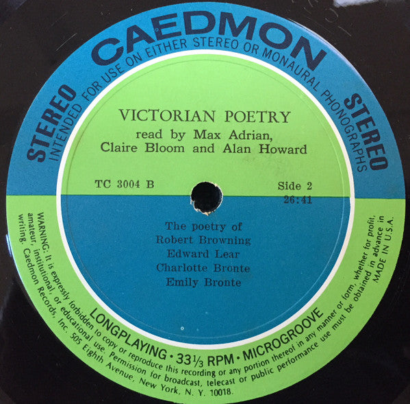 Matthew Arnold, Robert Bridges [ .  .  . ] Alfred Lord Tennyson, Oscar Wilde : Victorian Poetry: Read By Max Adrian, Claire Bloom And Alan Howard (3xLP, Album, Box)