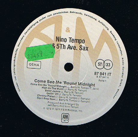 Nino Tempo & 5th Ave. Sax : Come See Me 'Round Midnight (LP, Album)