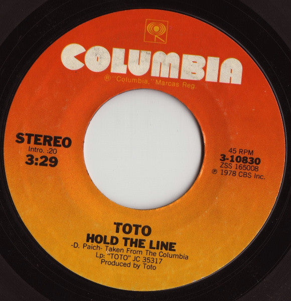 Toto : Hold The Line (7", Single, Styrene)