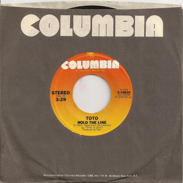 Toto : Hold The Line (7", Single, Styrene)