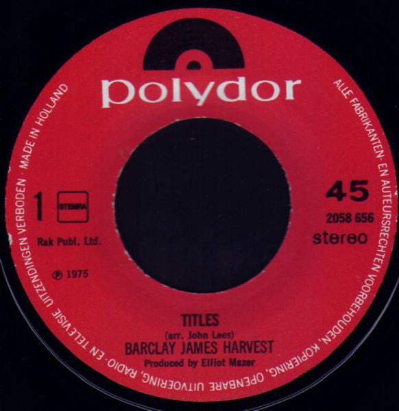 Barclay James Harvest : Titles (7", Single)