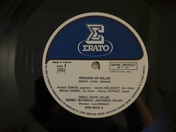 Jean Gilles - Chorale Philippe Caillard, Orchestre De Chambre Jean-François Paillard Dir. Louis Frémaux : Requiem (LP, Album, RE)