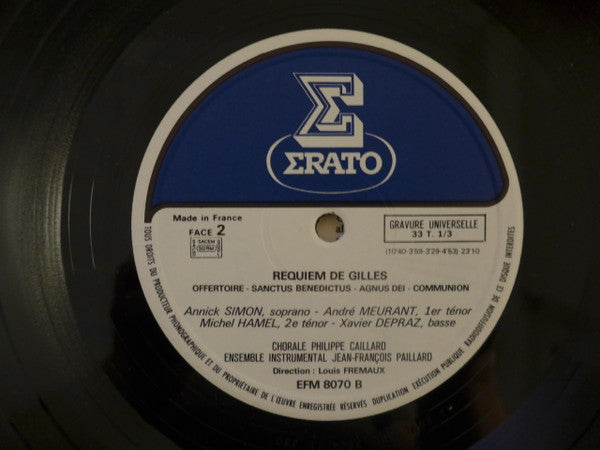 Jean Gilles - Chorale Philippe Caillard, Orchestre De Chambre Jean-François Paillard Dir. Louis Frémaux : Requiem (LP, Album, RE)