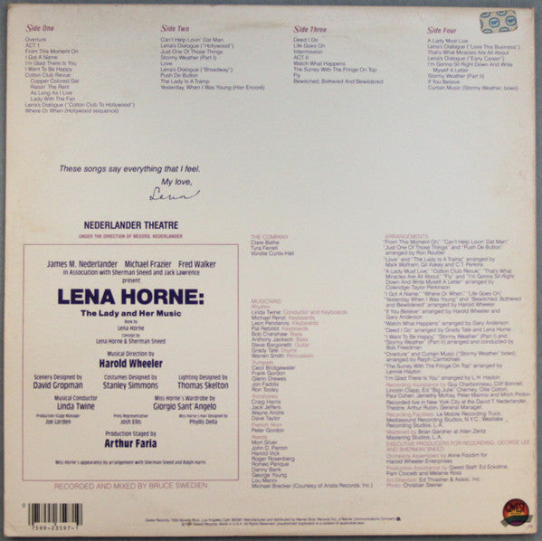 Lena Horne : Lena Horne: The Lady And Her Music (Live On Broadway) (2xLP, Album, Jac)
