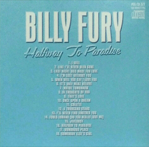 Billy Fury : Halfway To Paradise (CD, Comp, RE)