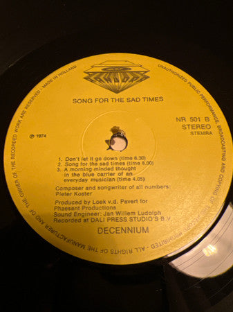 Decennium : Song Of The Sad Times (LP, Album)