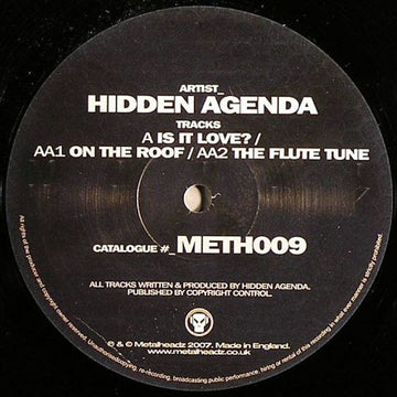 Hidden Agenda : Is It Love? / On The Roof / The Flute Tune (12", RE, RM)