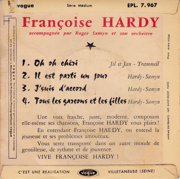 Françoise Hardy : J'suis D'accord (7", EP, RP, Pus)