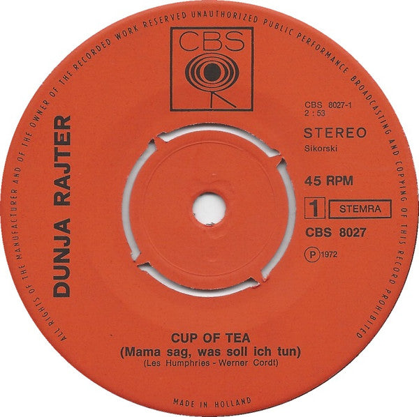 Dunja Rajter : Cup Of Tea (7", Single)