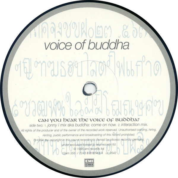 Voice Of Buddha : Can You Hear The Voice Of Buddha? (12")