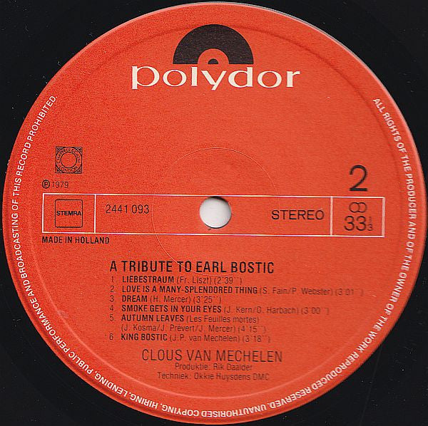 Clous van Mechelen : A Tribute To Earl Bostic (LP, Album)