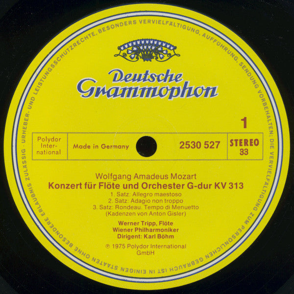 Wolfgang Amadeus Mozart, Gerhard Turetschek ∙ Werner Tripp, Wiener Philharmoniker ∙ Karl Böhm : Flötenkonzert (= Flute Concerto) Nr. 1 ∙ Oboenkonzert (= Oboe Concerto) (LP)