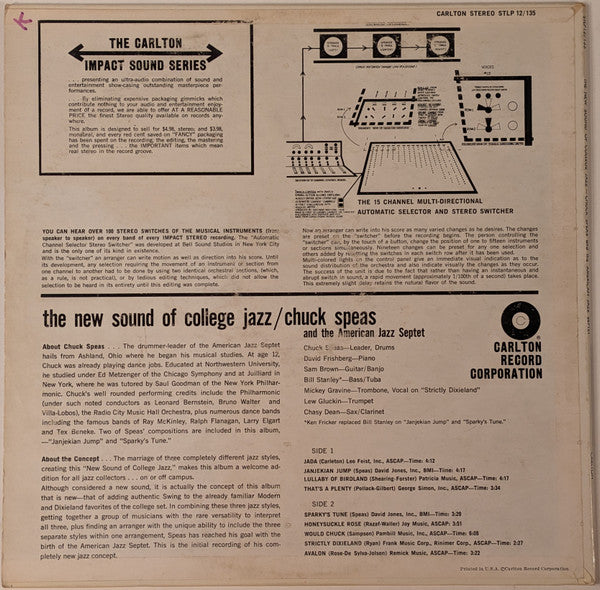 Chuck Speas And The American Jazz Septet : The New Sound Of College Jazz (LP, Album)