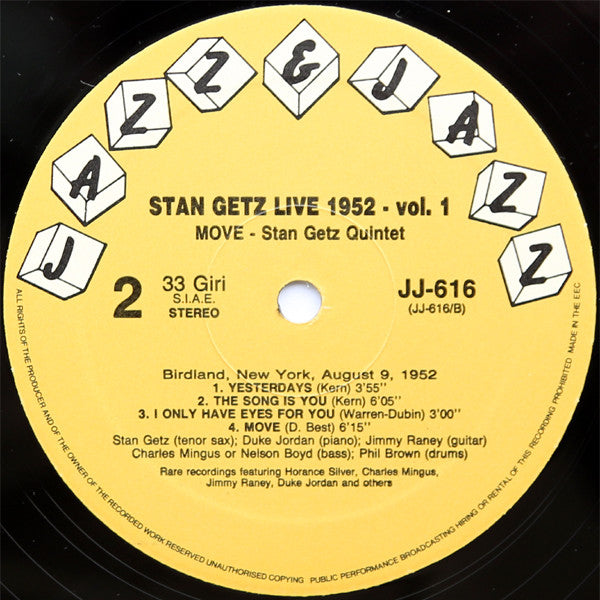 Stan Getz : Live 1952, Volume 1: Move (LP, Comp)