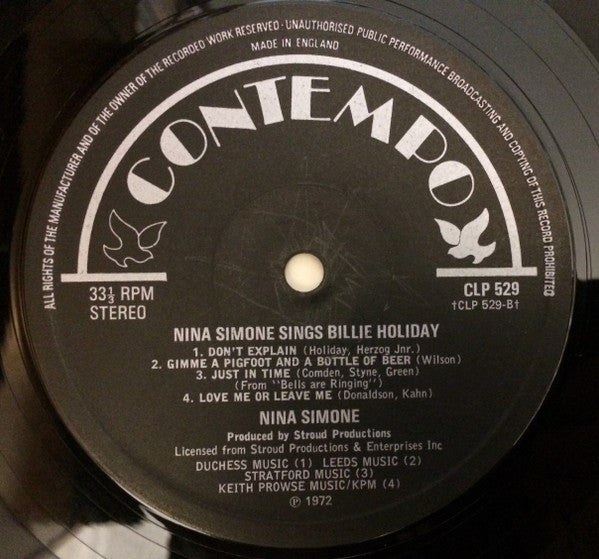 Nina Simone : Nina Simone Sings Billie Holiday (LP, Album)