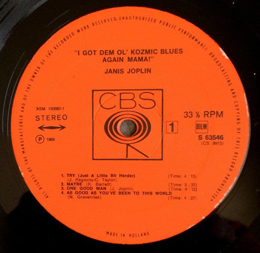 Janis Joplin : I Got Dem Ol' Kozmic Blues Again Mama! (LP, Album)