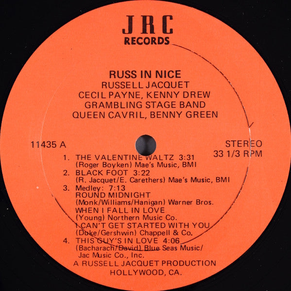 Russell Jacquet With Cecil Payne / Kenny Drew / Grambling Stage Band / Cavril Payne / Bennie Green : Russ In Nice: The Valentine Waltz (LP)