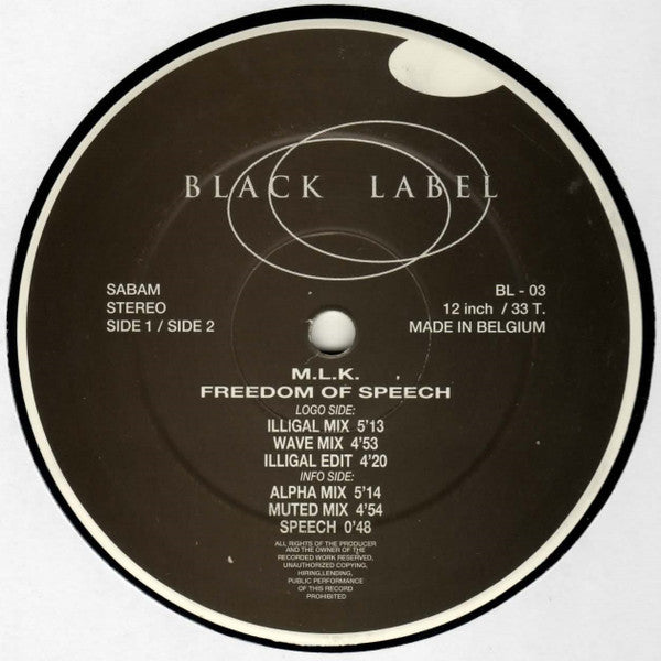 M.L.K. : Freedom Of Speech (12")