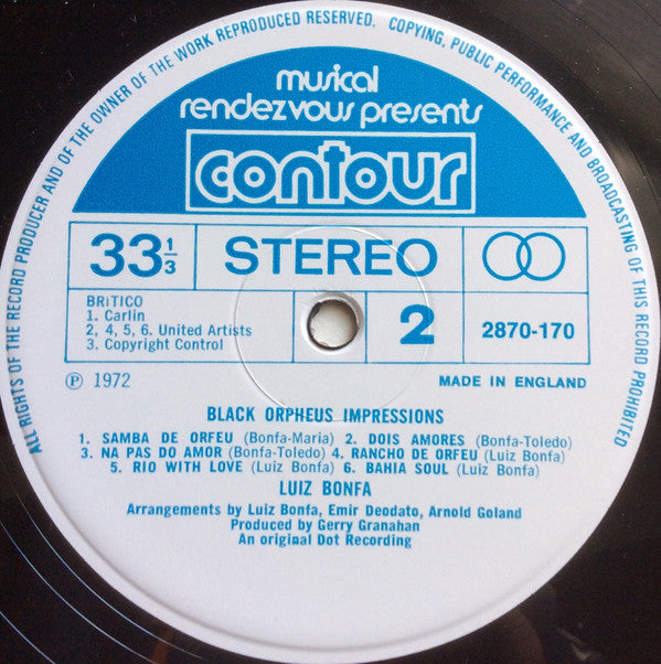 Luiz Bonfa* : Black Orpheus Impressions (LP, Album, RE)