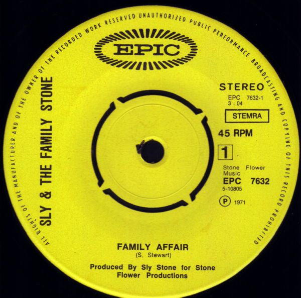 Sly & The Family Stone : Family Affair (7", Single)