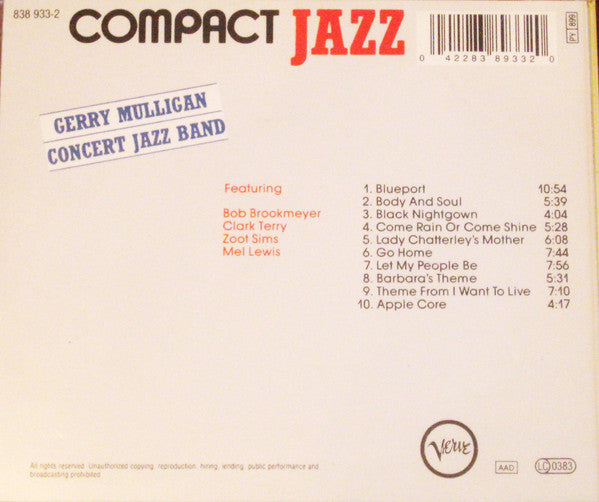 Gerry Mulligan & The Concert Jazz Band : Gerry Mulligan Concert Jazz Band (CD, Comp)