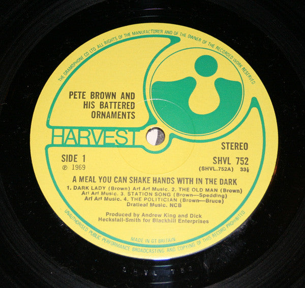 Pete Brown And His Battered Ornaments : A Meal You Can Shake Hands With In The Dark (LP, Album, RP)