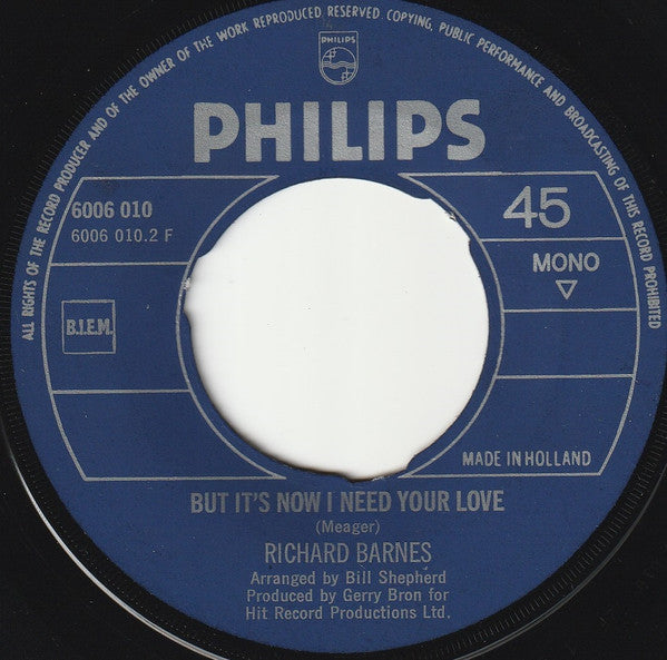 Richard Barnes : Take To The Mountains (7", Single, Mono)