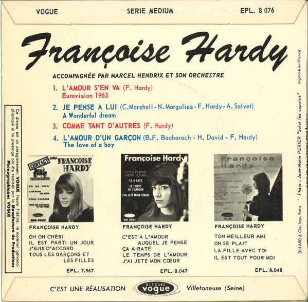 Françoise Hardy : L'Amour S'En Va (7", EP)
