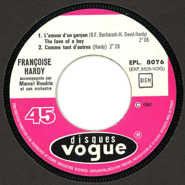 Françoise Hardy : L'Amour S'En Va (7", EP)