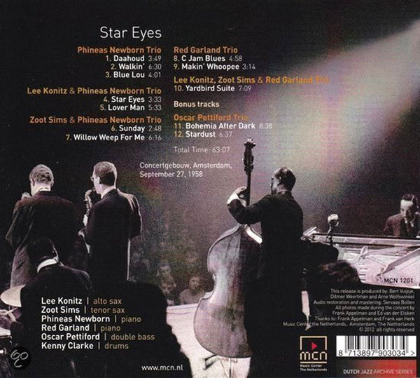 Jazz From Carnegie Hall / Lee Konitz, Zoot Sims, Phineas Newborn Jr., Red Garland, Oscar Pettiford, Kenny Clarke : Star Eyes (Live In Amsterdam 1958) (CD, Album)